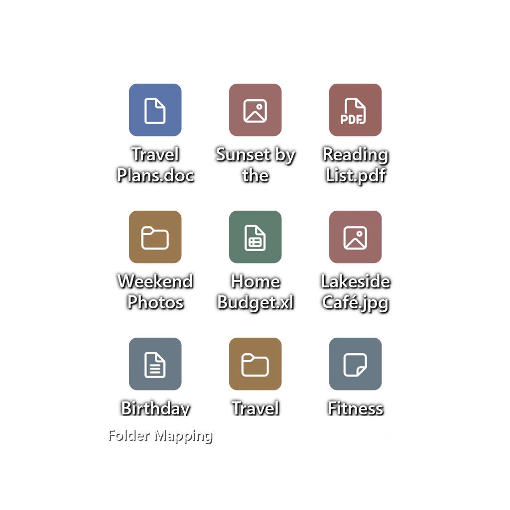 Folder Mapping — Icon grid — Dark Glass